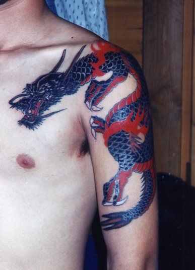 腕,胸,龍タトゥー/刺青デザイン画像