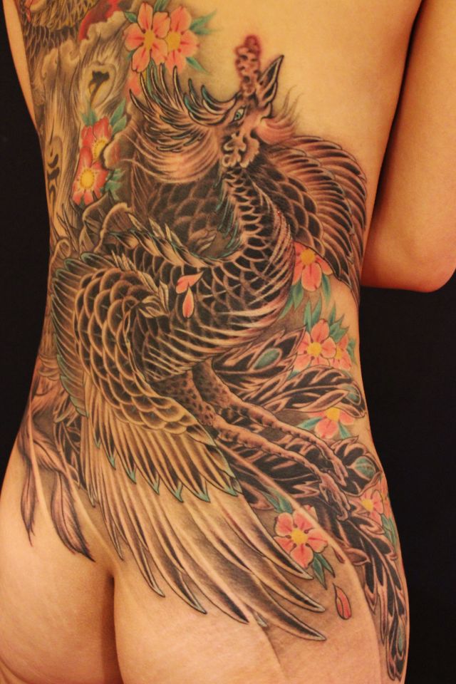 鳳凰,背中,カラータトゥー/刺青デザイン画像