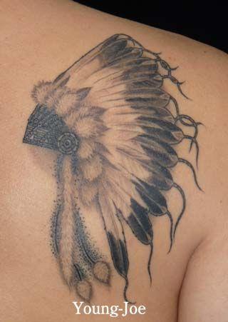 背中,肩,男性,羽,インディアン,羽根,ネイティブアメリカン,ブラック＆グレイ,ブラック＆グレー,ブラック＆グレイタトゥー/刺青デザイン画像