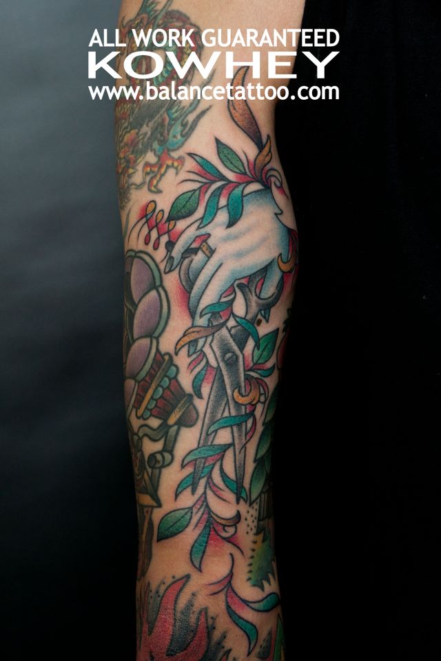 ハサミ,腕,カラー,手タトゥー/刺青デザイン画像