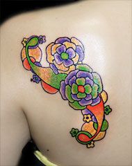 女性,肩,花タトゥー/刺青デザイン画像