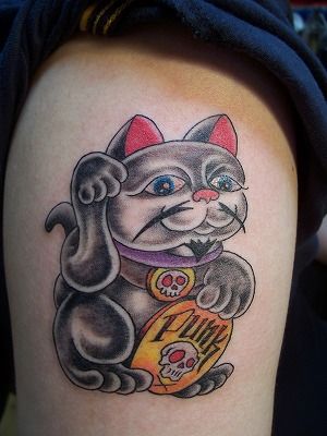 女性,足,猫,動物タトゥー/刺青デザイン画像