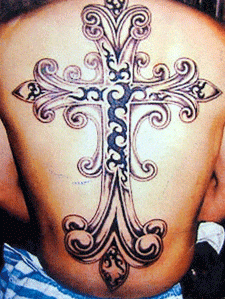背中,クロス,十字架タトゥー/刺青デザイン画像
