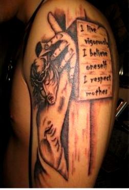 肩,キリスト,ブラック＆グレー,カトリック,宗教タトゥー/刺青デザイン画像