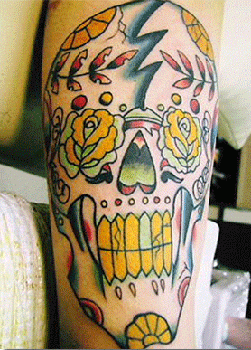 メキシカンスカル,腕,熊本タトゥー/刺青デザイン画像