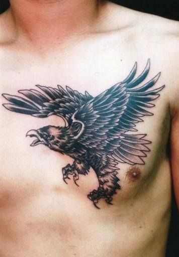 鷹,ブラック＆グレータトゥー/刺青デザイン画像