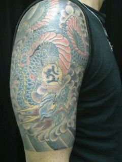 腕,五分袖,龍,梵字タトゥー/刺青デザイン画像
