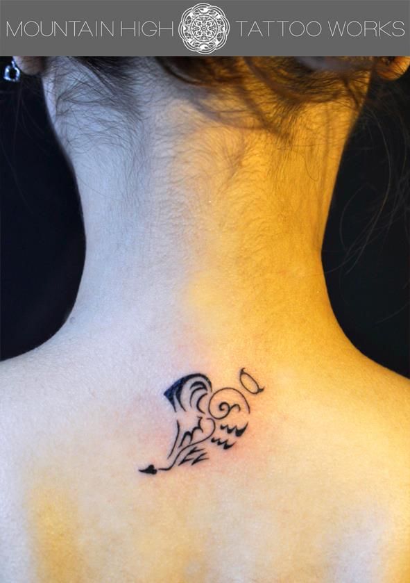 首,ワンポイント,女性タトゥー/刺青デザイン画像