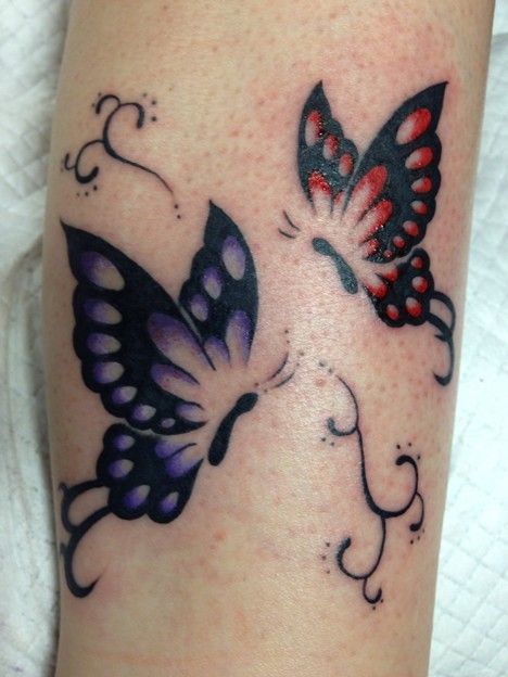 蝶,バタフライ,カラー,ワンポイントタトゥー/刺青デザイン画像