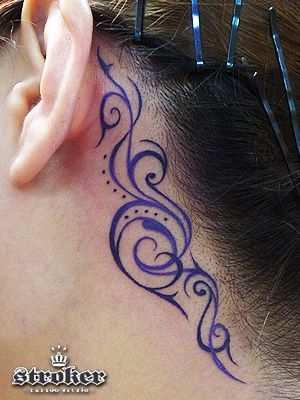 耳,トライバル,女性タトゥー/刺青デザイン画像