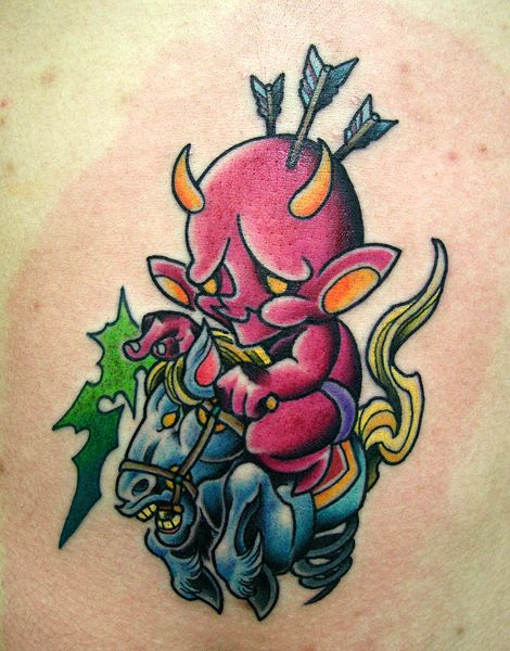 腹,馬,悪魔タトゥー/刺青デザイン画像