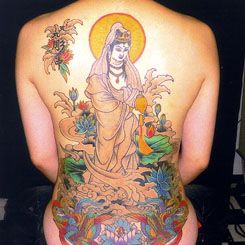 背中,抜き,人物,菊,花,植物タトゥー/刺青デザイン画像