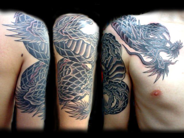 龍,腕,肩タトゥー/刺青デザイン画像