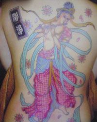人物,抜き,背中,女性タトゥー/刺青デザイン画像
