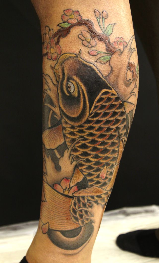 鯉,梅タトゥー/刺青デザイン画像