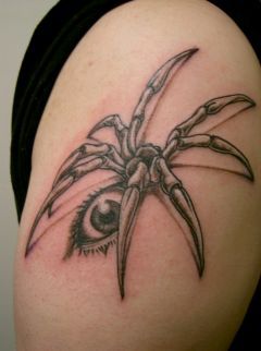 蜘蛛,ワンポイント,腕,ブラック＆グレータトゥー/刺青デザイン画像