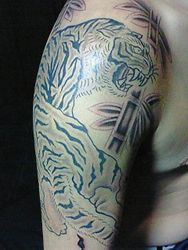 虎,竹,腕タトゥー/刺青デザイン画像