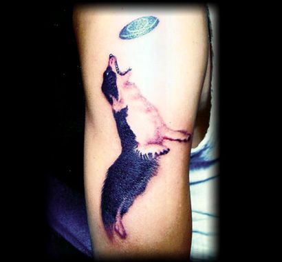 犬,ワンポイント,腕タトゥー/刺青デザイン画像
