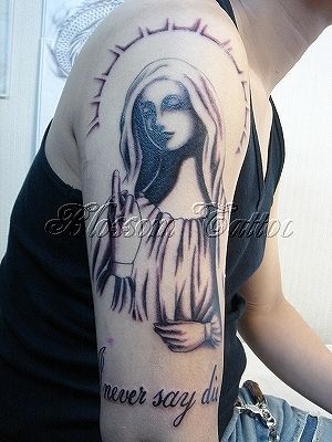 腕,文字,マリア,ブラック＆グレータトゥー/刺青デザイン画像