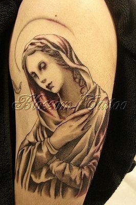 腕,マリア,ブラック＆グレータトゥー/刺青デザイン画像