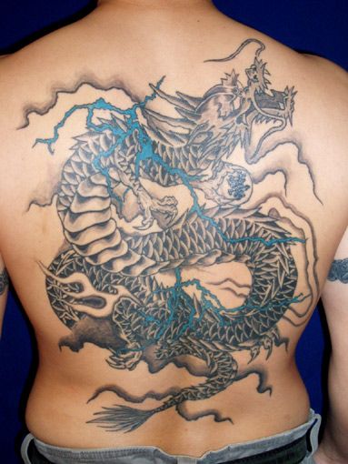 龍,背中,抜きタトゥー/刺青デザイン画像