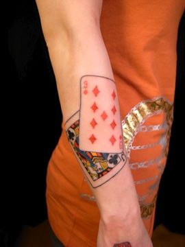 トランプ,腕,女性,ワンポイントタトゥー/刺青デザイン画像