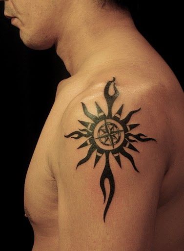 腕,トライバル,太陽タトゥー/刺青デザイン画像
