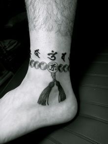 足,数珠,梵字タトゥー/刺青デザイン画像