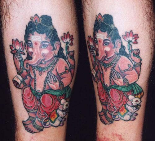 ガネーシャ,足,宗教タトゥー/刺青デザイン画像