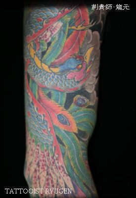 鳳凰,腕,額タトゥー/刺青デザイン画像