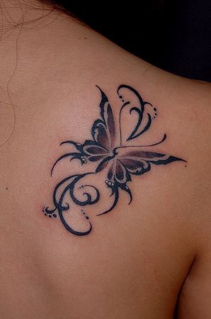 蝶,トライバルタトゥー/刺青デザイン画像