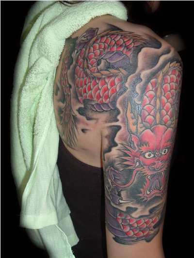 背中,腕,龍タトゥー/刺青デザイン画像
