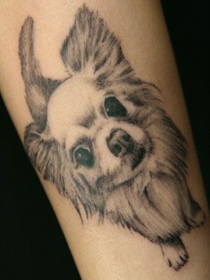 腕,犬,ポートレートタトゥー/刺青デザイン画像