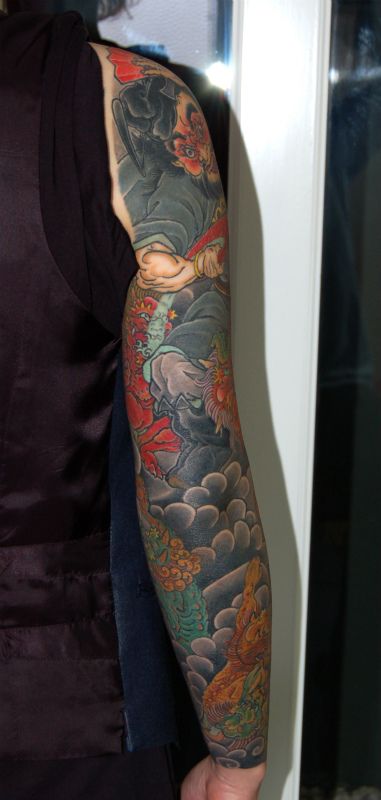 十分袖,人物,牡丹タトゥー/刺青デザイン画像