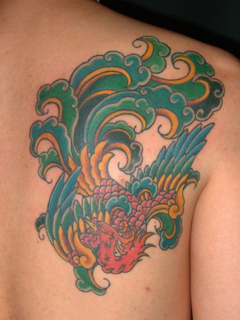 肩,鳳凰タトゥー/刺青デザイン画像