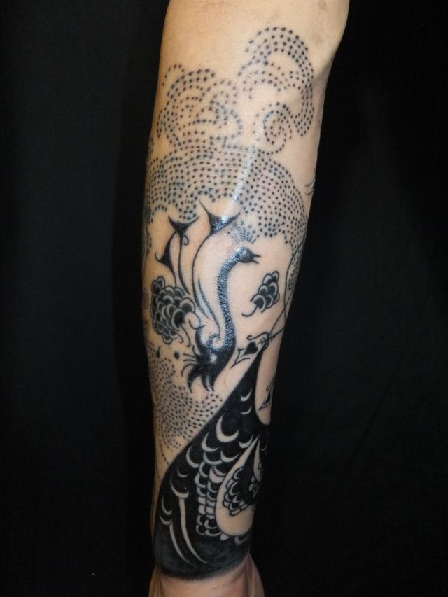 腕,動物,ブラック＆グレータトゥー/刺青デザイン画像