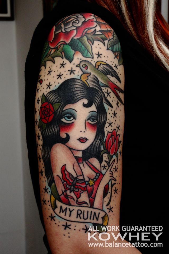 腕,カラー,女性,人物タトゥー/刺青デザイン画像