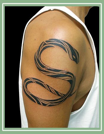 腕,蛇,トライバルタトゥー/刺青デザイン画像