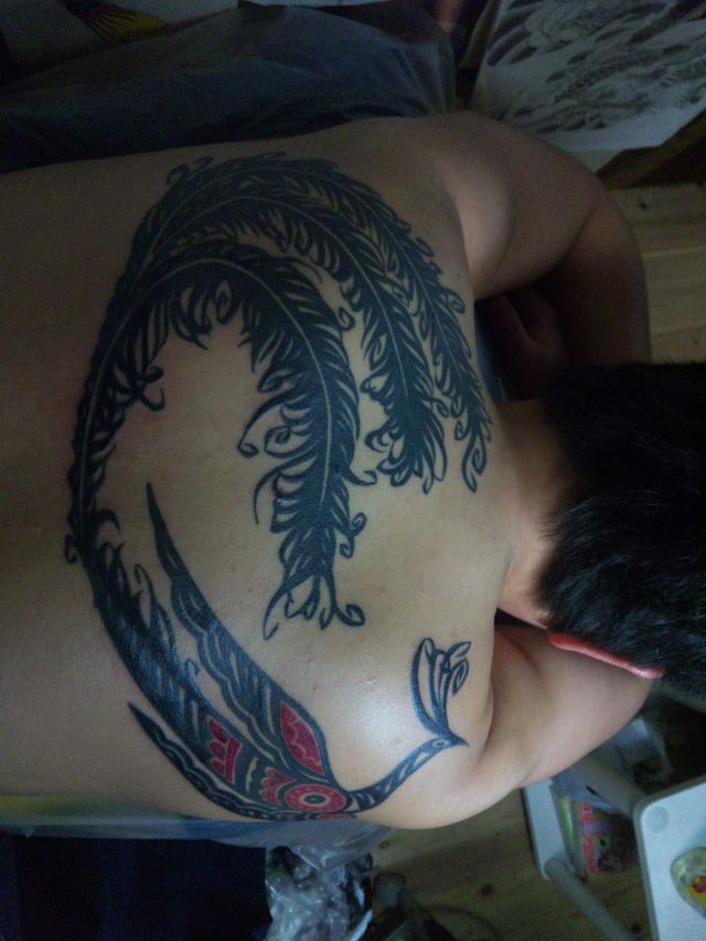 鳳凰,トライバル,背中タトゥー/刺青デザイン画像