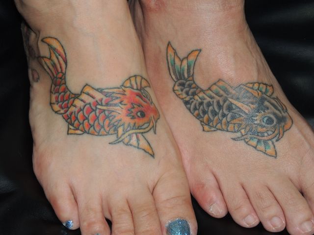 龍魚,足,カラータトゥー/刺青デザイン画像