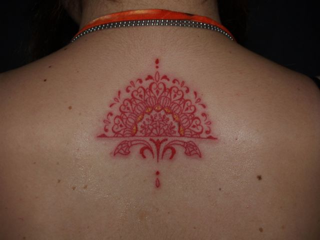 背中,女性,オリエンタル,カラータトゥー/刺青デザイン画像