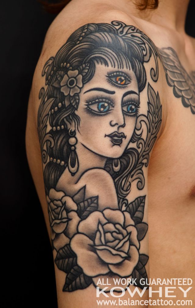 腕,カラー,人物,薔薇タトゥー/刺青デザイン画像