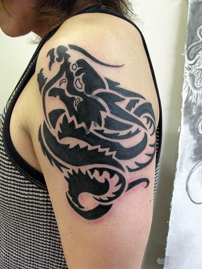 トライバル,カバーアップ,龍,腕,熊本タトゥー/刺青デザイン画像