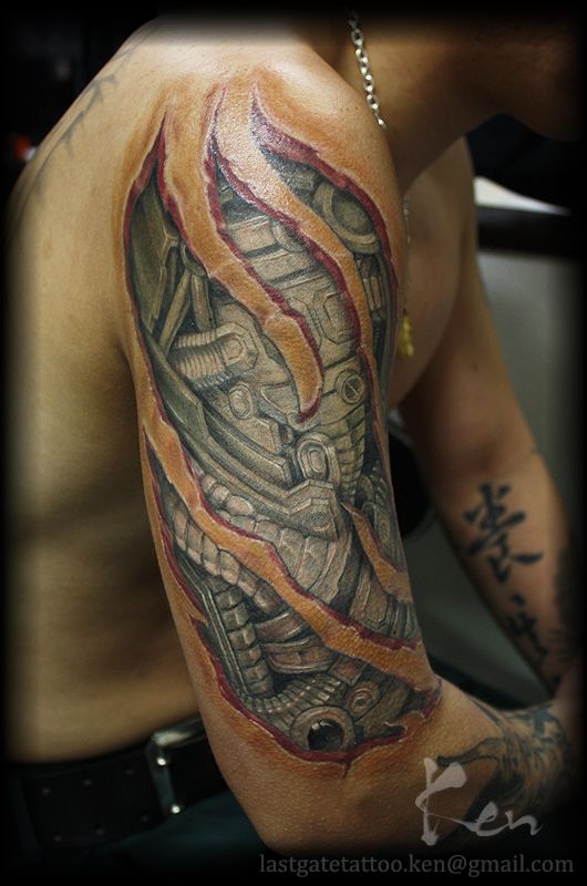 腕,肩,バイオタトゥー,メカニックタトゥー,リアリスティック,メカタトゥー/刺青デザイン画像