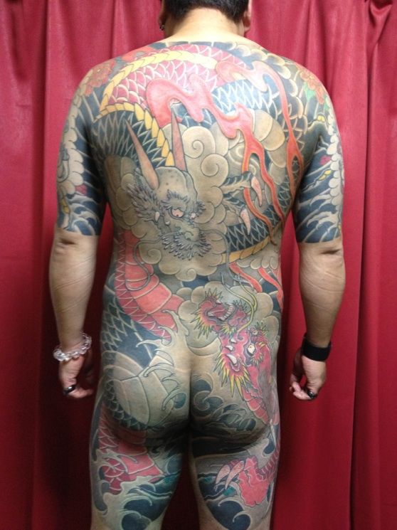 背中,カラー,龍タトゥー/刺青デザイン画像