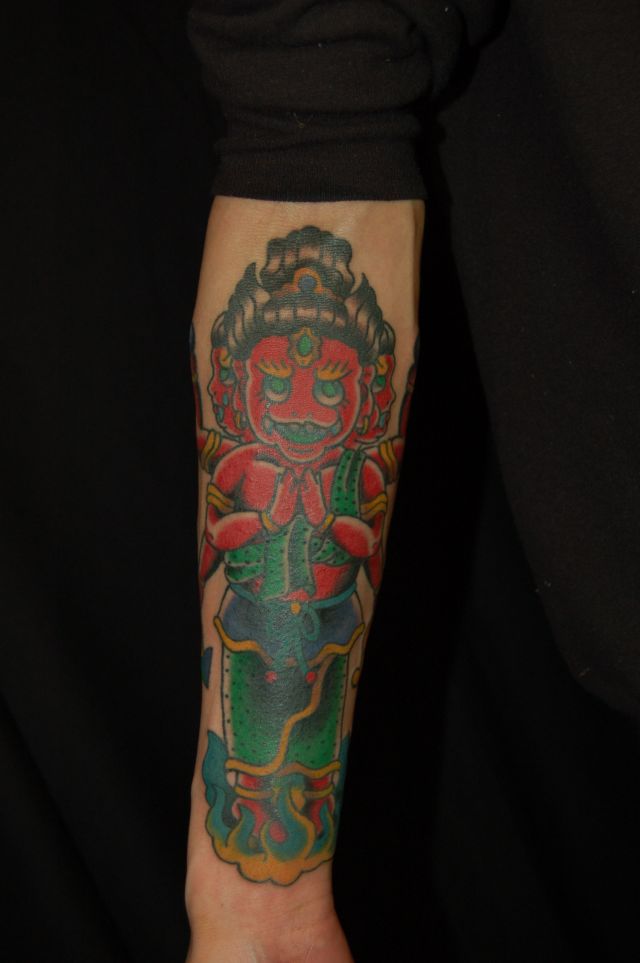 腕,手首,女性,男性,着物,鬼,インド,神仏,カラー,カラフルタトゥー/刺青デザイン画像