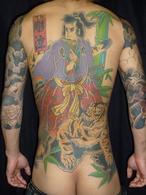 虎王丸早風,背中,カラータトゥー/刺青デザイン画像