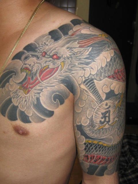 腕,龍,太鼓,梵字タトゥー/刺青デザイン画像