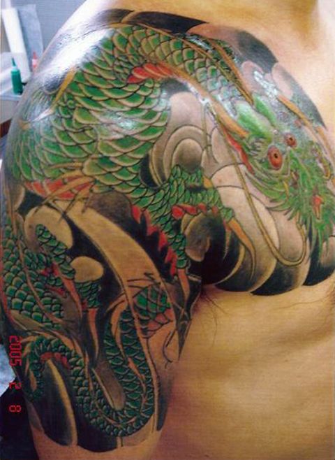 腕,龍,額,カラータトゥー/刺青デザイン画像