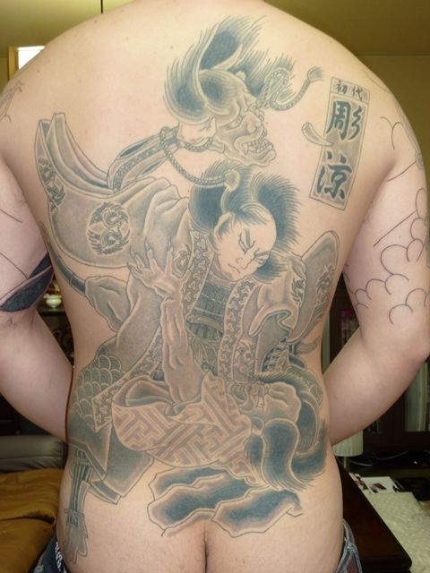 加賀,ブラック＆グレー,背中タトゥー/刺青デザイン画像